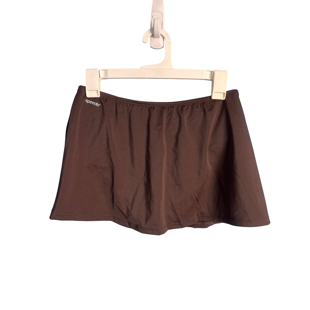 Speedo Brown Swim Skirt Women 10 Skort Bikini Bottom Modest Athletic Y2K Beach